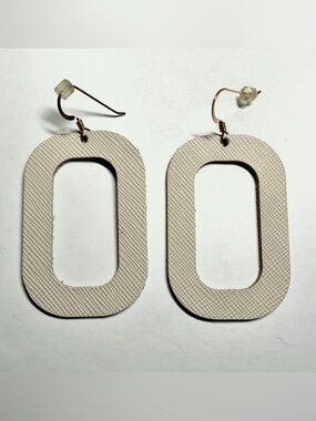 Nickel & Suede Cream Block Earrings